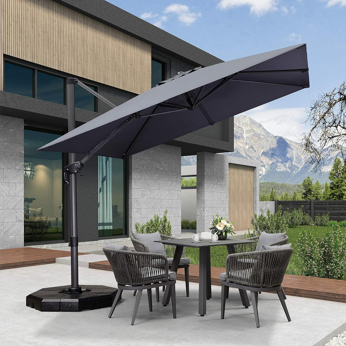 8 Feet Beige Cantilever Square Patio Umbrella F3003