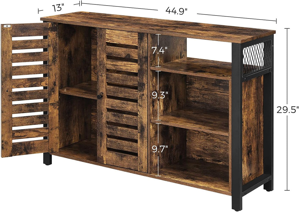 Rustic Brown Storage Cabinet with Adjustable Shelves U8844