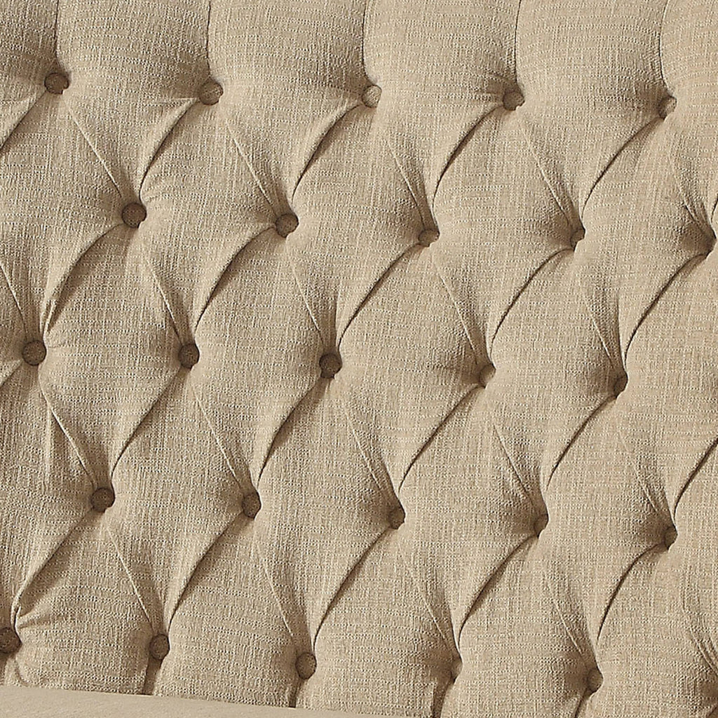 Ivory Button Tufted Loveseat Bench Z946952
