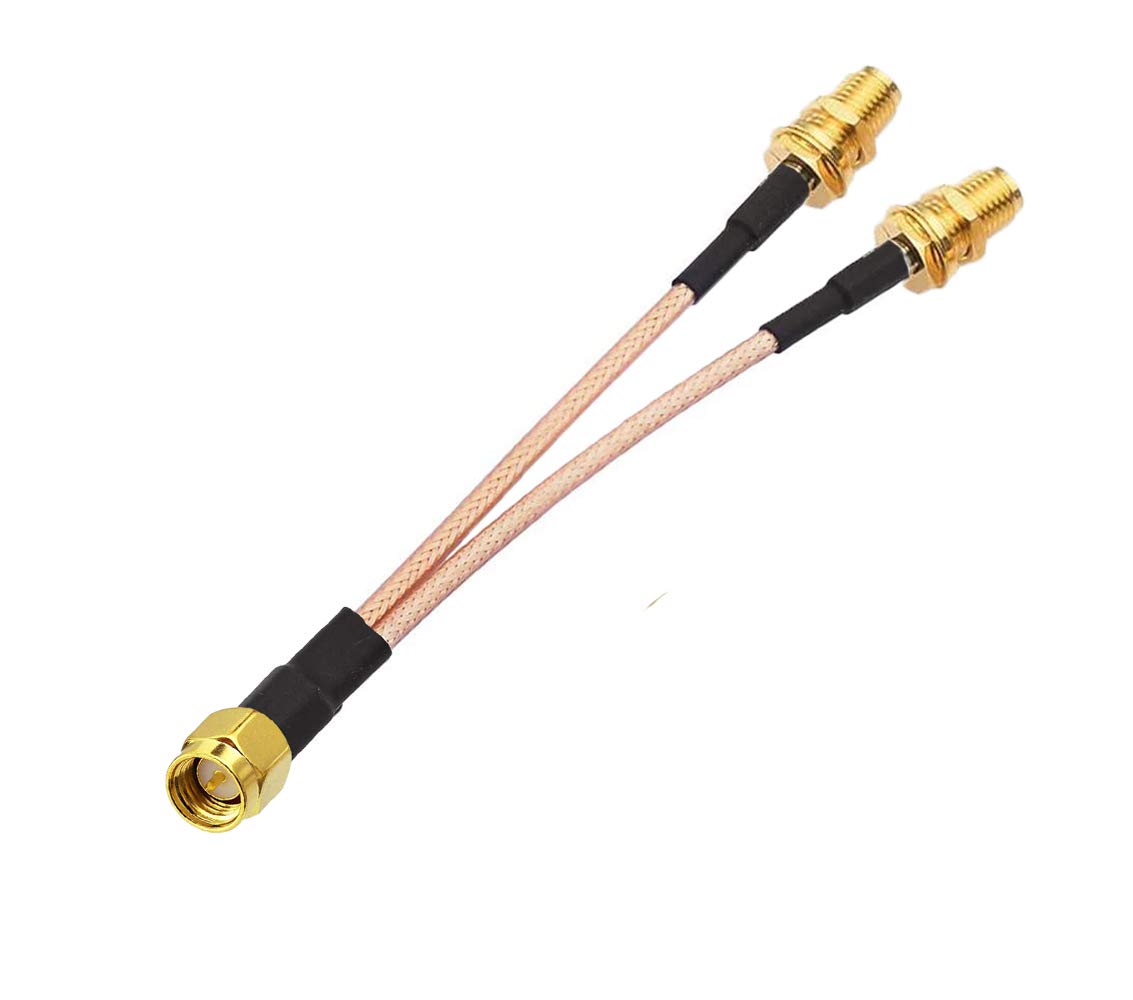 SMA Female to Dual SMA Male Cable Splitter Combiner 6-inch +2pcs SMA Female to TS9 Male Adapter I546