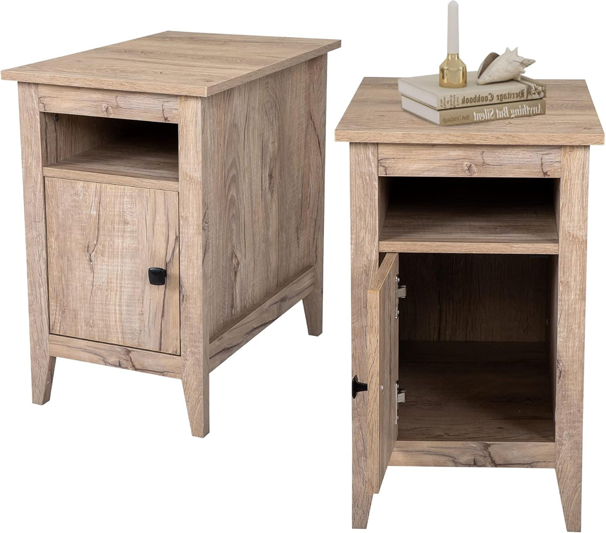 Set of 2 Wooden Nightstand with Storage Cabinet S476701