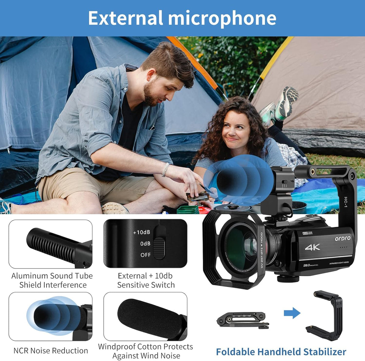 4K 1080P 60FPS 30X Zoom Infrared Night Vision Camcorder O21623