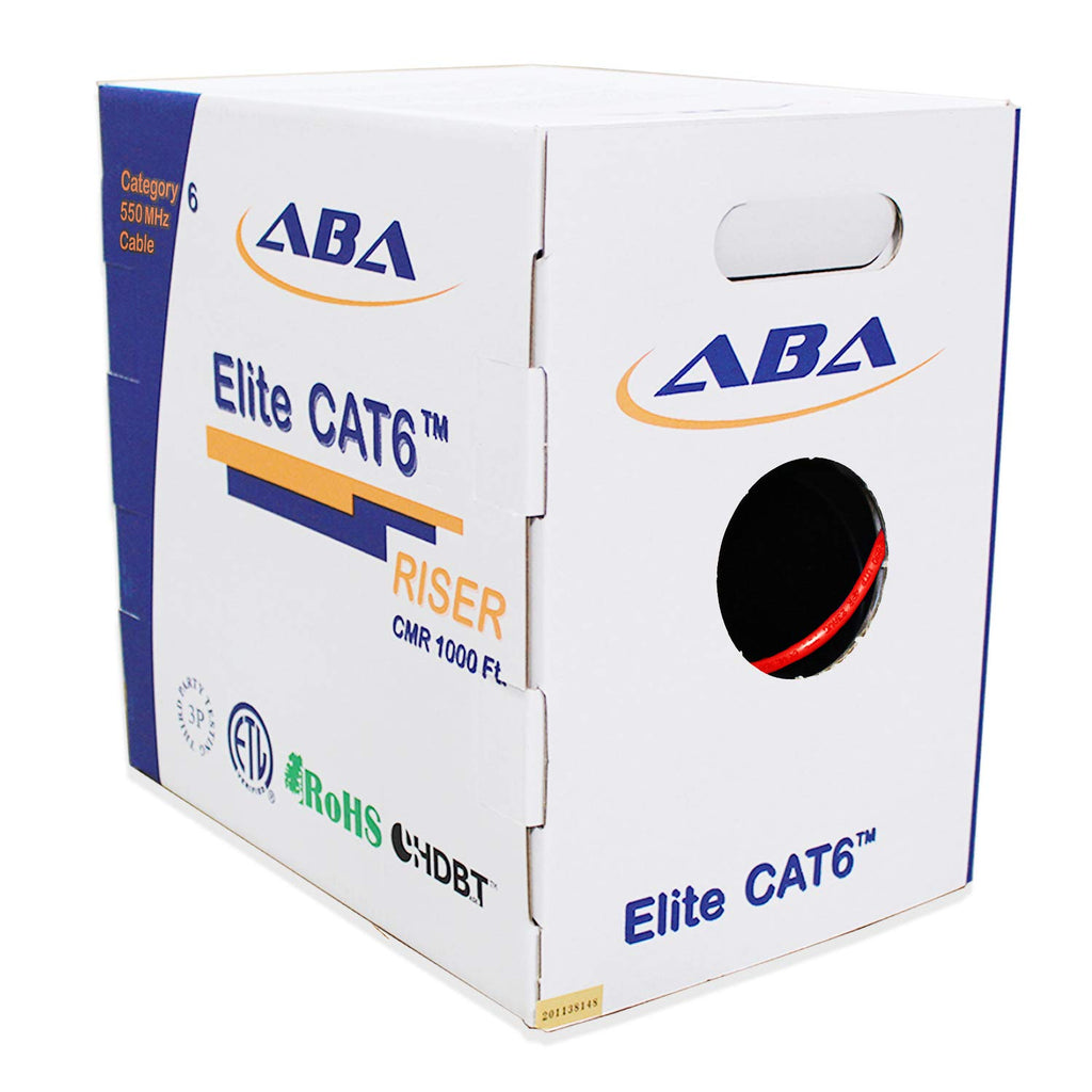 Blue 1000ft Cat6 Riser UTP 23AWG Solid Bare Copper Ethernet Cable O172