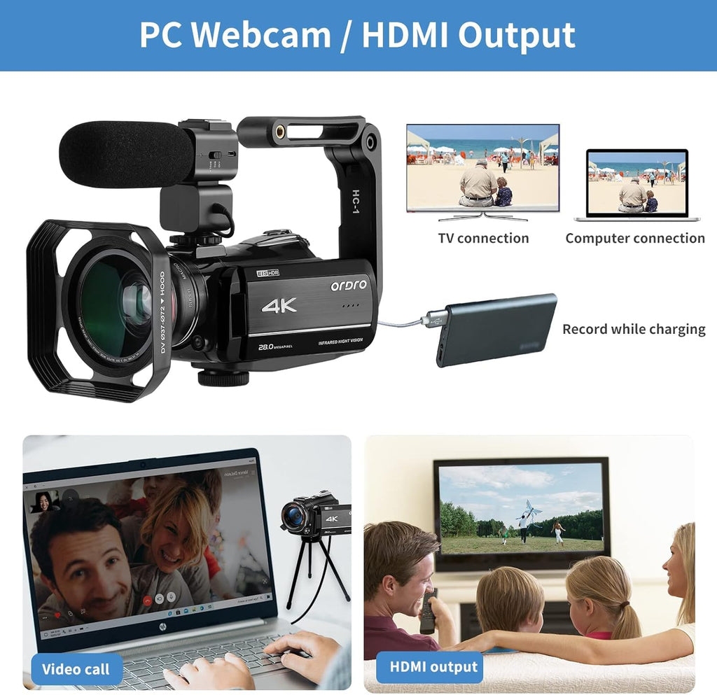 4K 1080P 60FPS 30X Zoom Infrared Night Vision Camcorder O21623