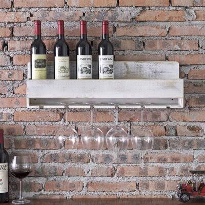 Whitewashed Wood Wall-Mounted Wine Rack K929