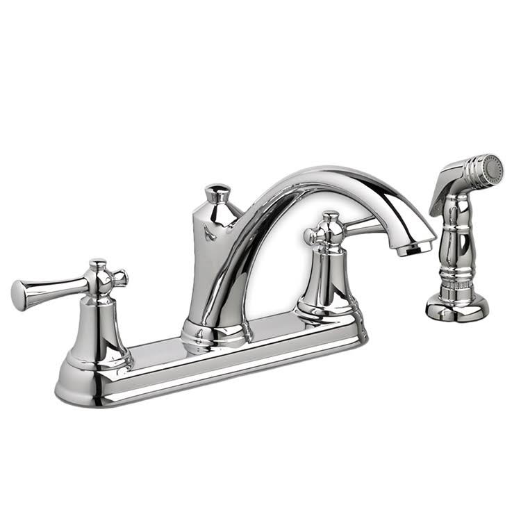 Double Handle Deck Mounted Kitchen Faucet with Spray Z15704