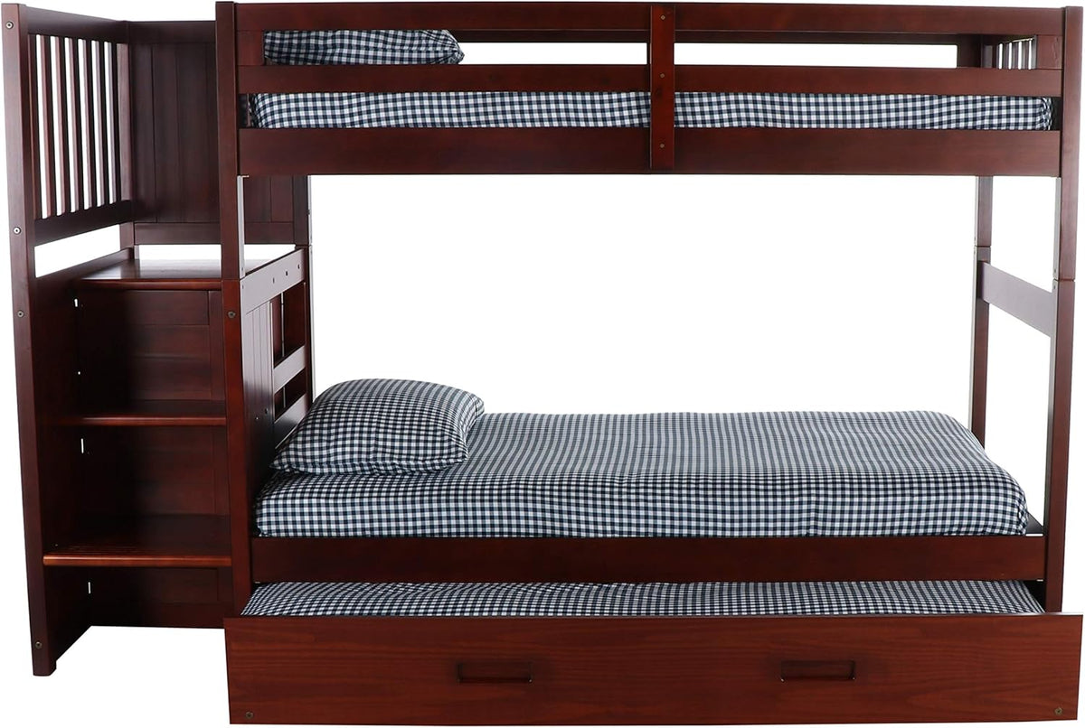 Twin Over Twin Bunk Bed with Trundle C97551
