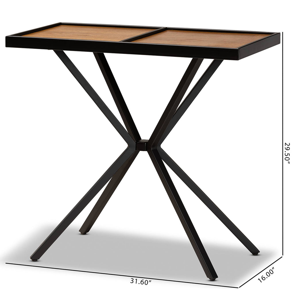 Walnut Finished Wood and Gold Finished Metal Console Table P7080