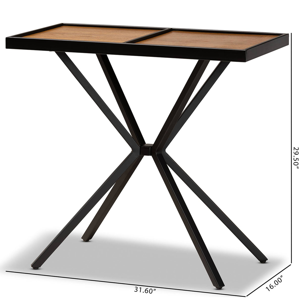 Walnut Finished Wood and Gold Finished Metal Console Table P7080