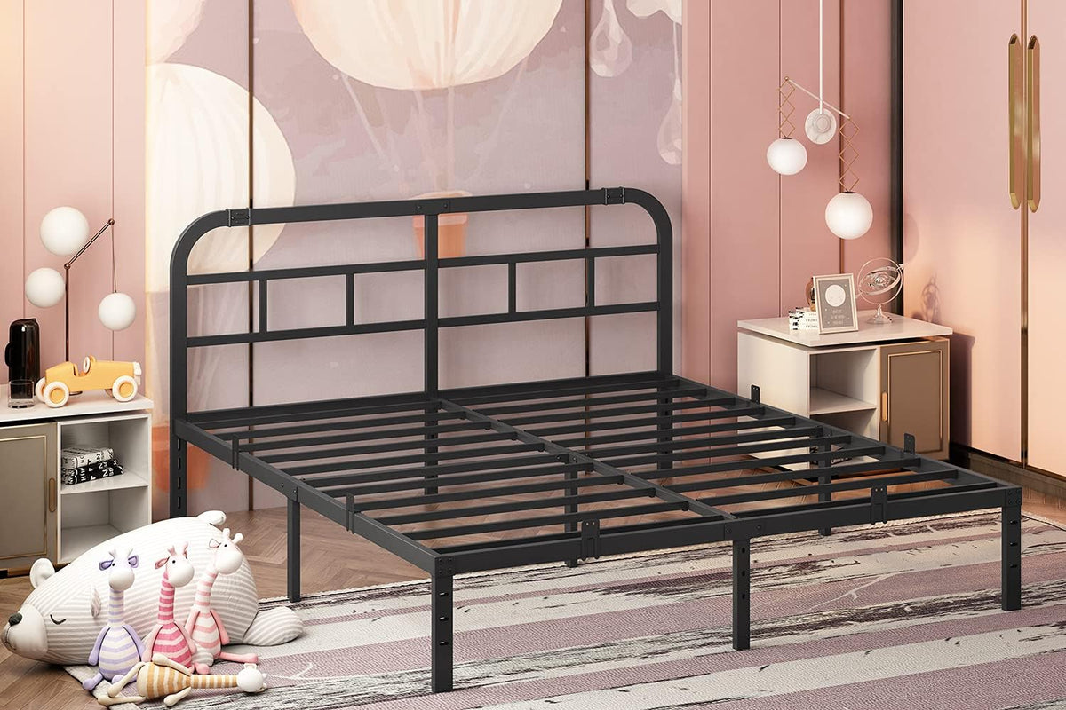 14” Heavy Duty Metal California King Bed Frame with Headboard C7817