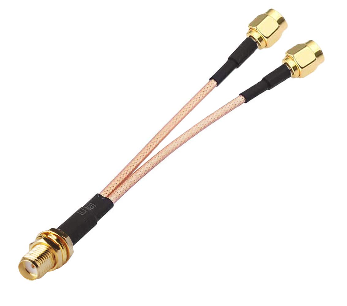 SMA Female to Dual SMA Male Cable Splitter Combiner 6-inch +2pcs SMA Female to TS9 Male Adapter I546