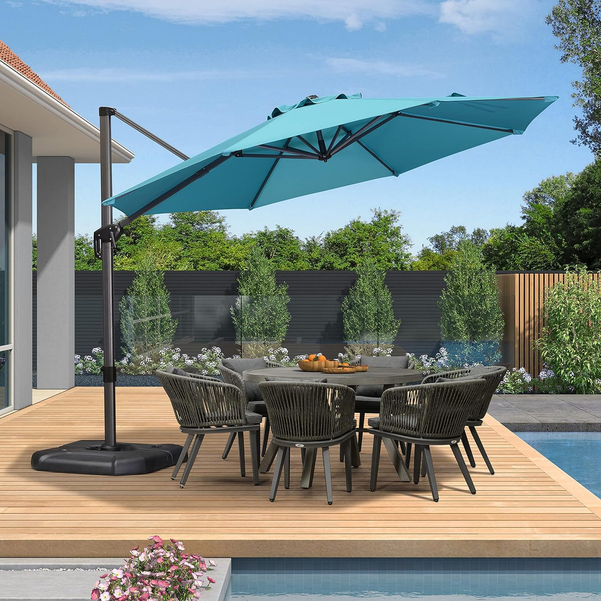 8 Feet Beige Cantilever Square Patio Umbrella F3003