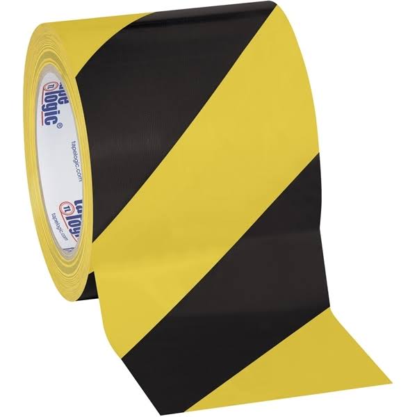 Black/Yellow Striped Vinyl Safety Tape 4x22 x 36 Yard Roll A602049