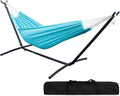 Double Hammock with Steel Stand 2 Person Heavy Duty 450lb Capacity Beige Pack of 2 H564291