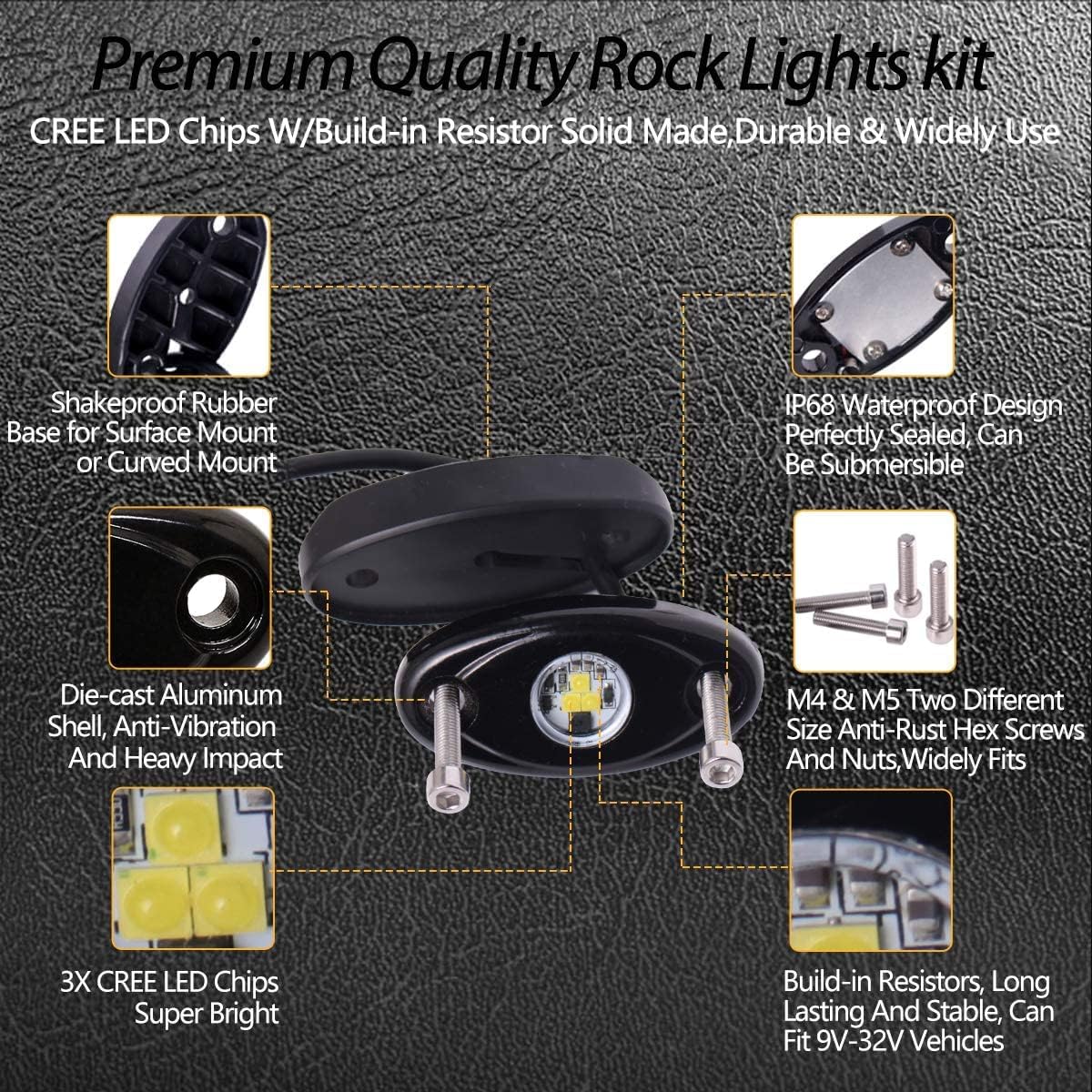 White LED Rock Lights 12 Pods L2069
