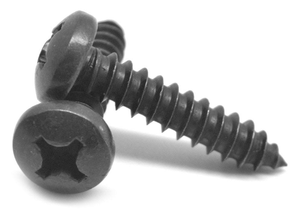 #10-12 x 3/4 Phillips Pan Head Sheet Metal Screw Black Zinc Plated J802525