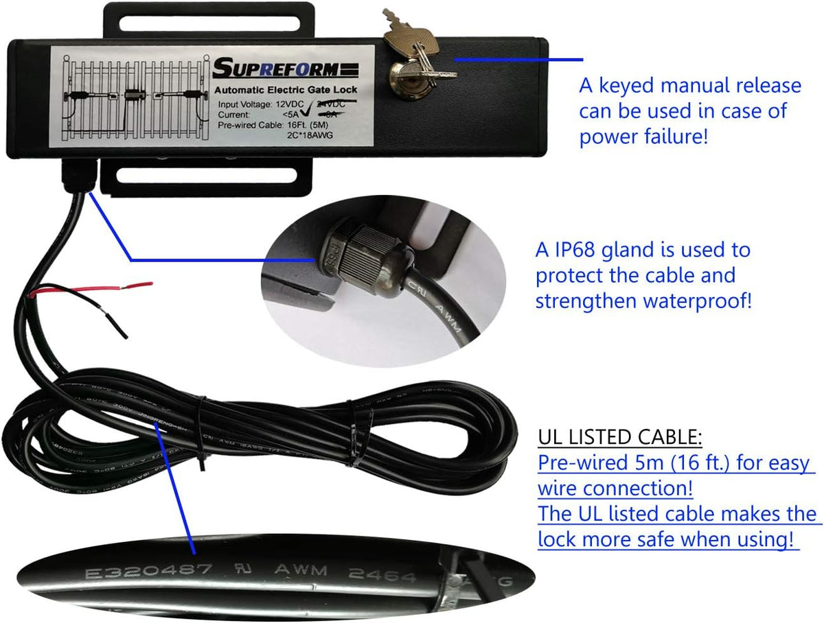 12VDC Outdoor Automatic Electric Gate Lock G4880