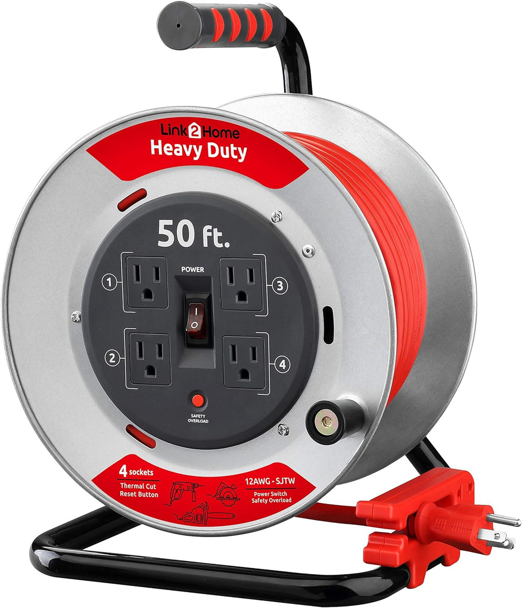 75 ft. Metal Cord Reel Extension Cord 4 Power Outlets 12 AWG SJTW Z9287