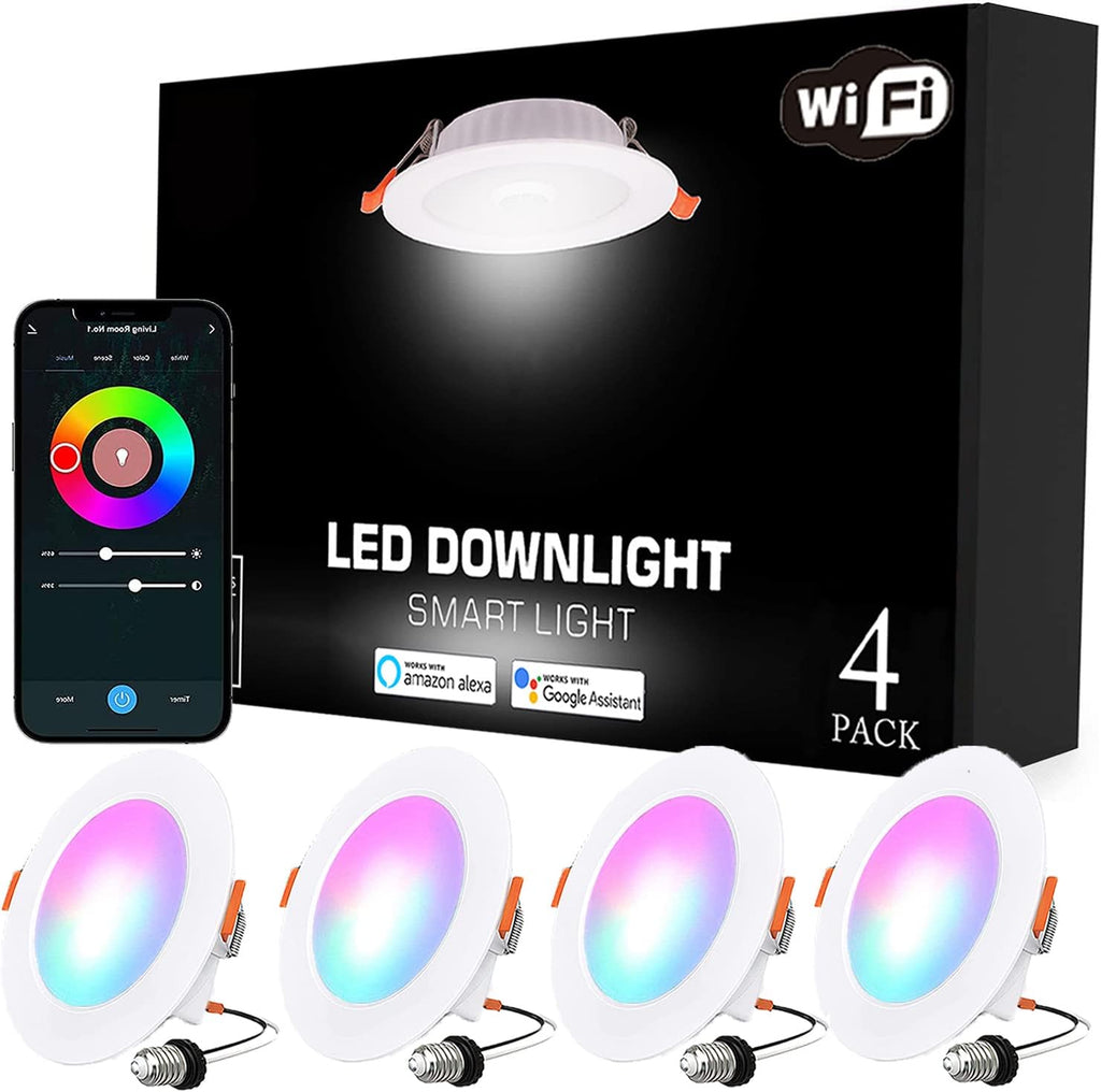 6 inch Color Changing Dimmable Smart LED Recessed Light 4-Pack G9025