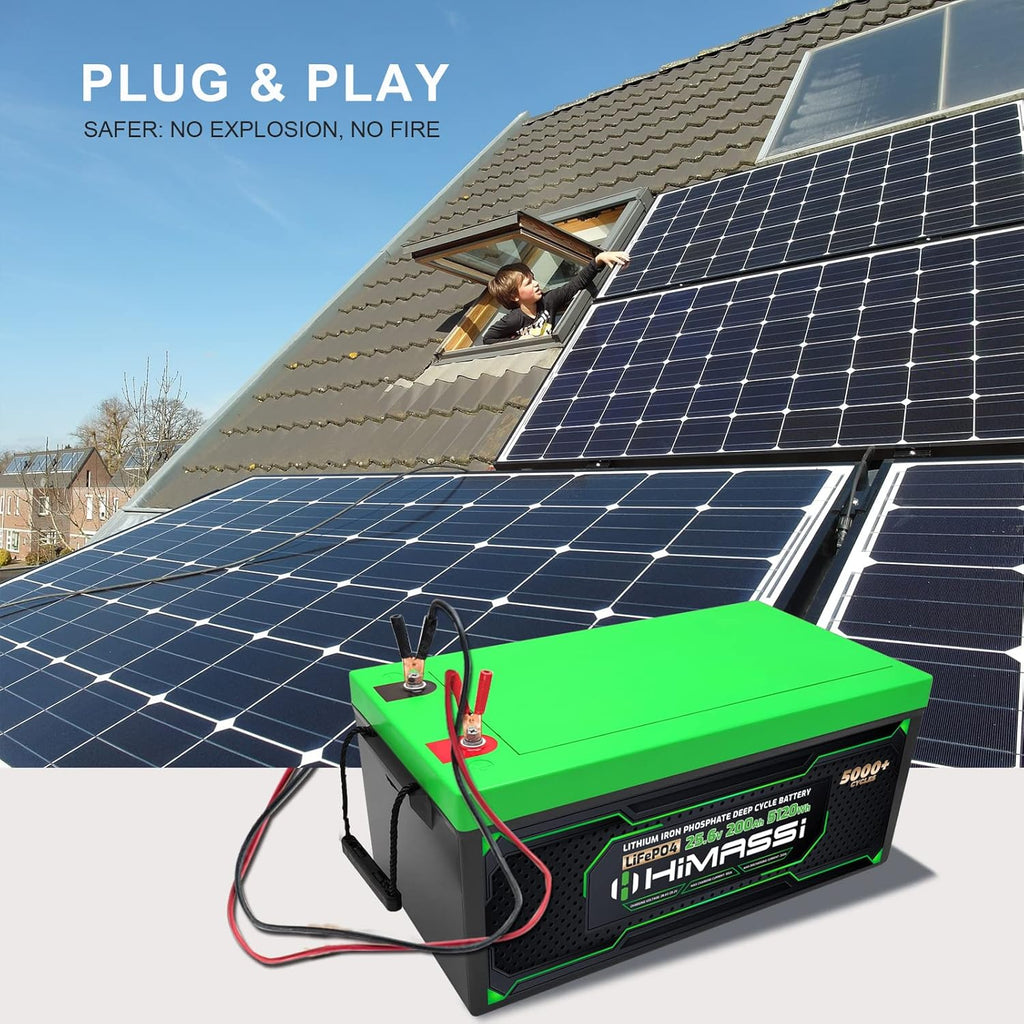 24V 200Ah LiFePO4 Deep Cycle Battery with 200A BMS Q59537