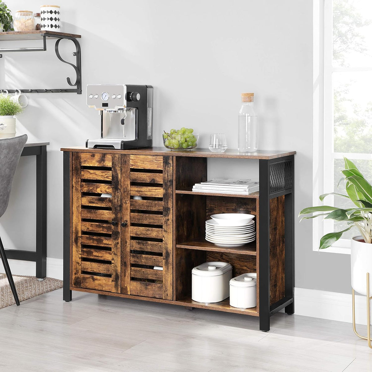 Rustic Brown Storage Cabinet with Adjustable Shelves U8844