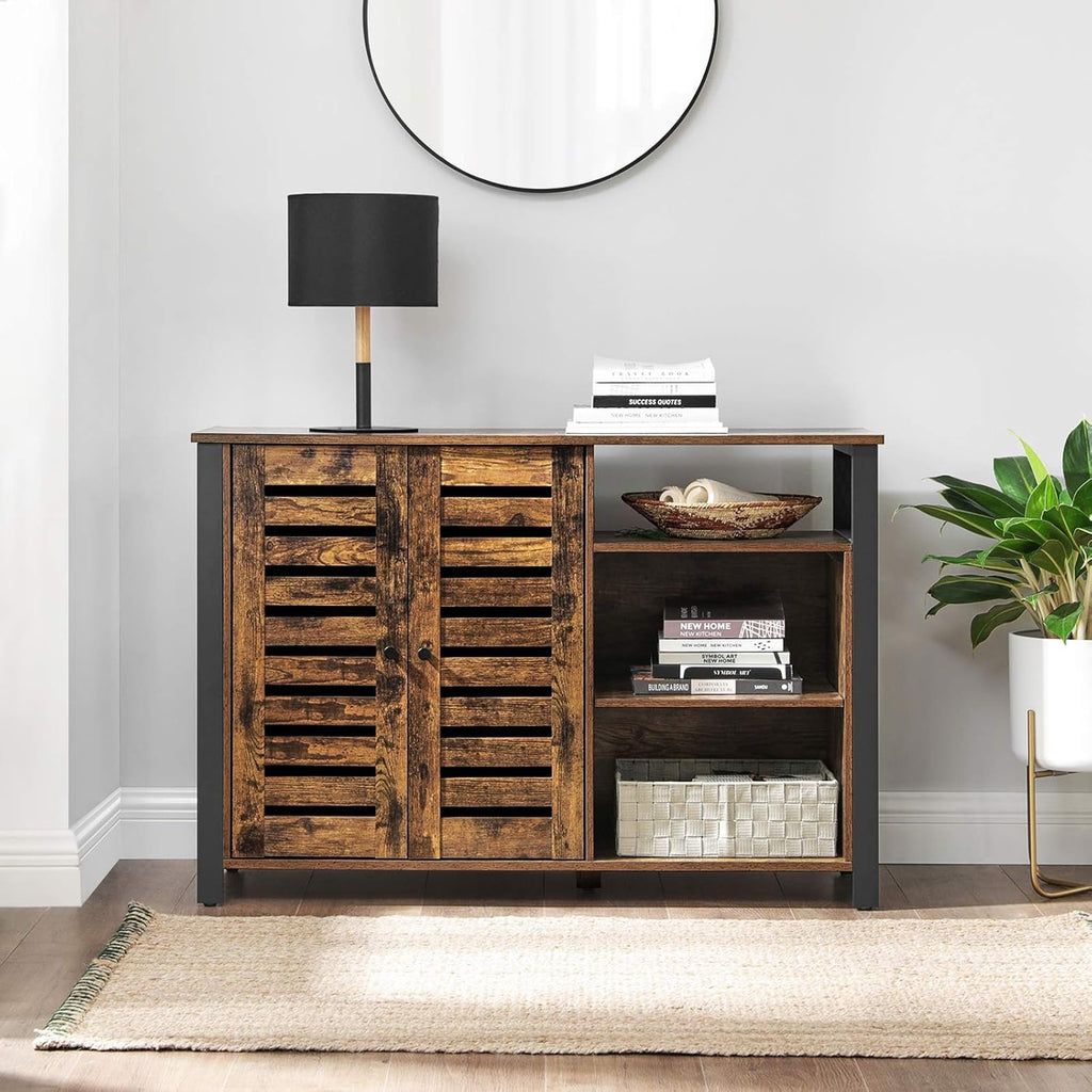Rustic Brown Storage Cabinet with Adjustable Shelves U8844