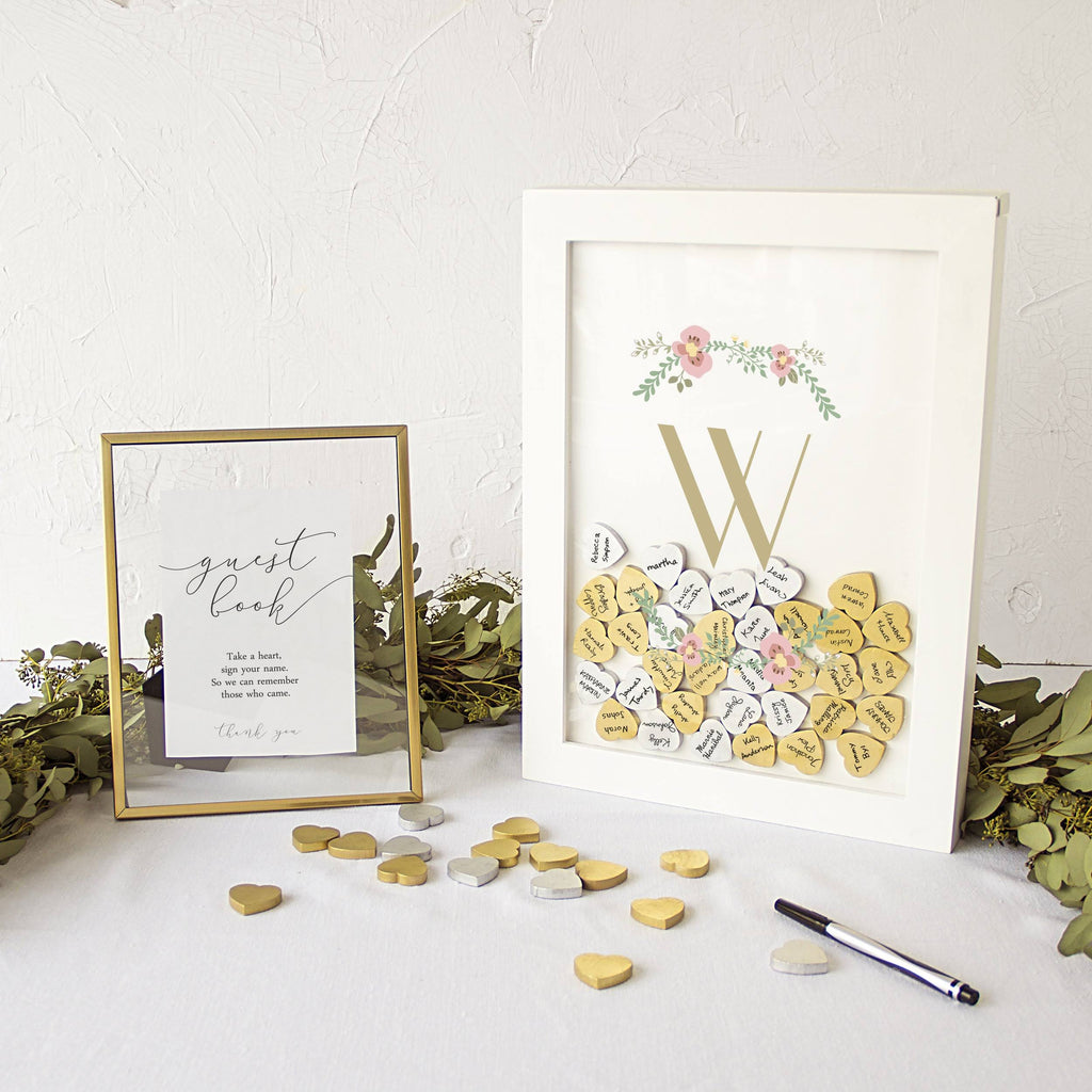 Floral Heart Drop Guestbook P5817