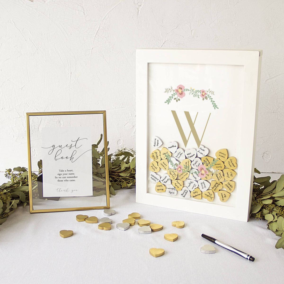 Floral Heart Drop Guestbook P5817