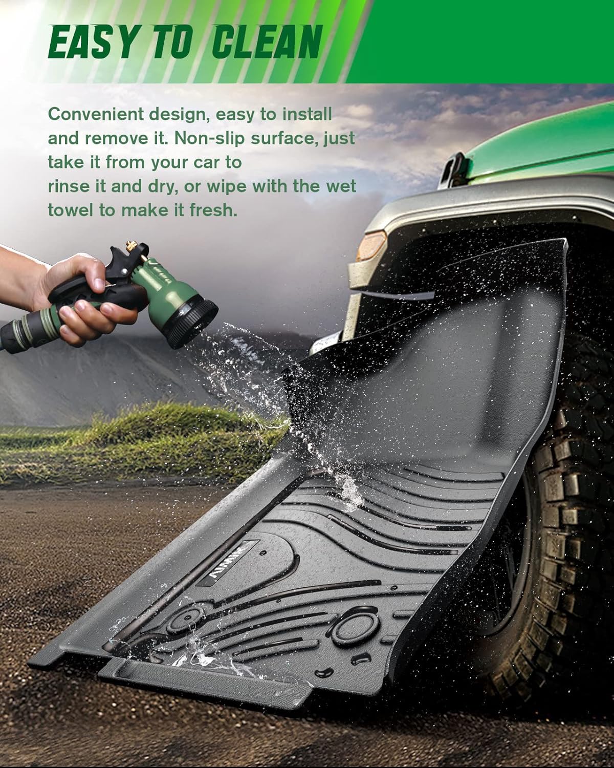 Black TPE Car Floor Mats Full Set P77444