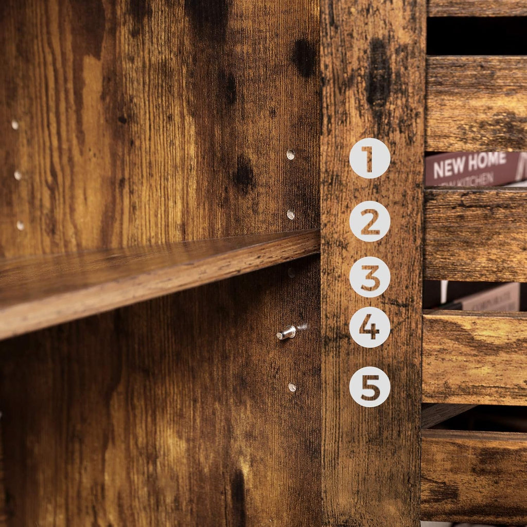Rustic Brown Storage Cabinet with Adjustable Shelves U8844