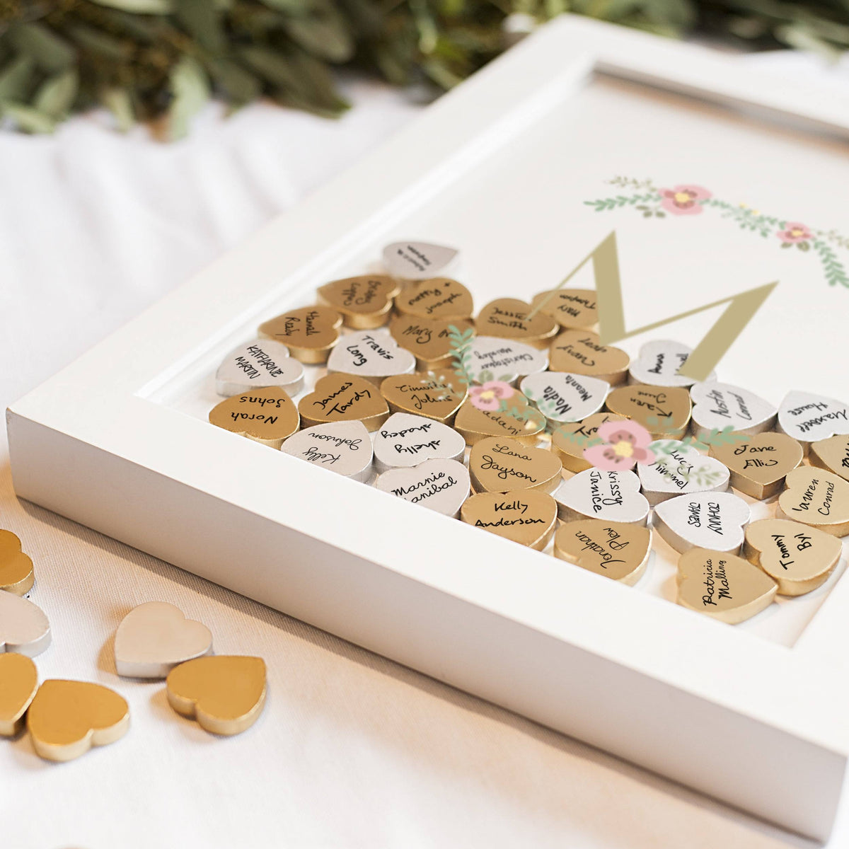 Floral Heart Drop Guestbook P5817