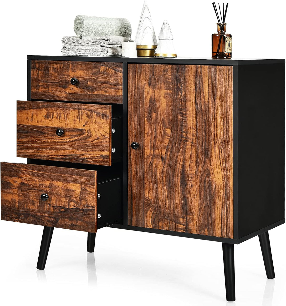 Wood Storage Cabinet with 3 Drawers and 1 Cabinet S49133