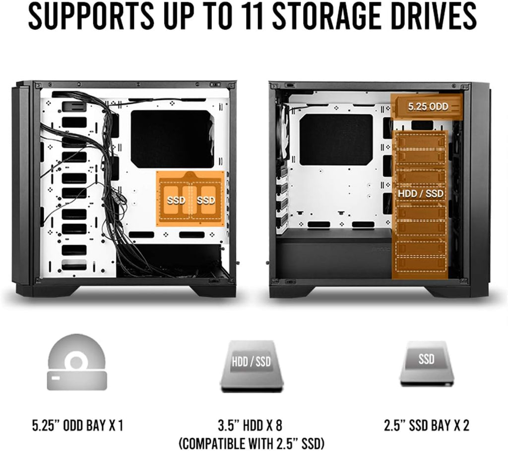 Mid-Tower PC Computer Case with Sound Dampening Panels C2593