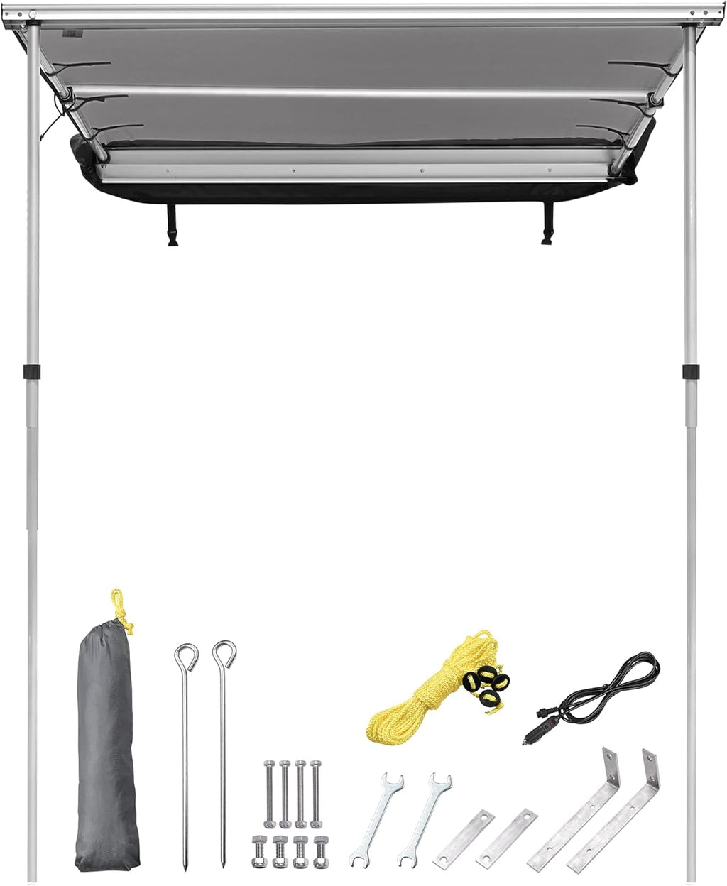 6.6x8.2' Pull Out Car Side Awning with LED Light Beige Q590156