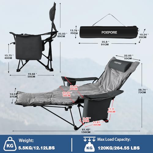 Reclining Camping Chair with Foot Rest Folding Lounger H205
