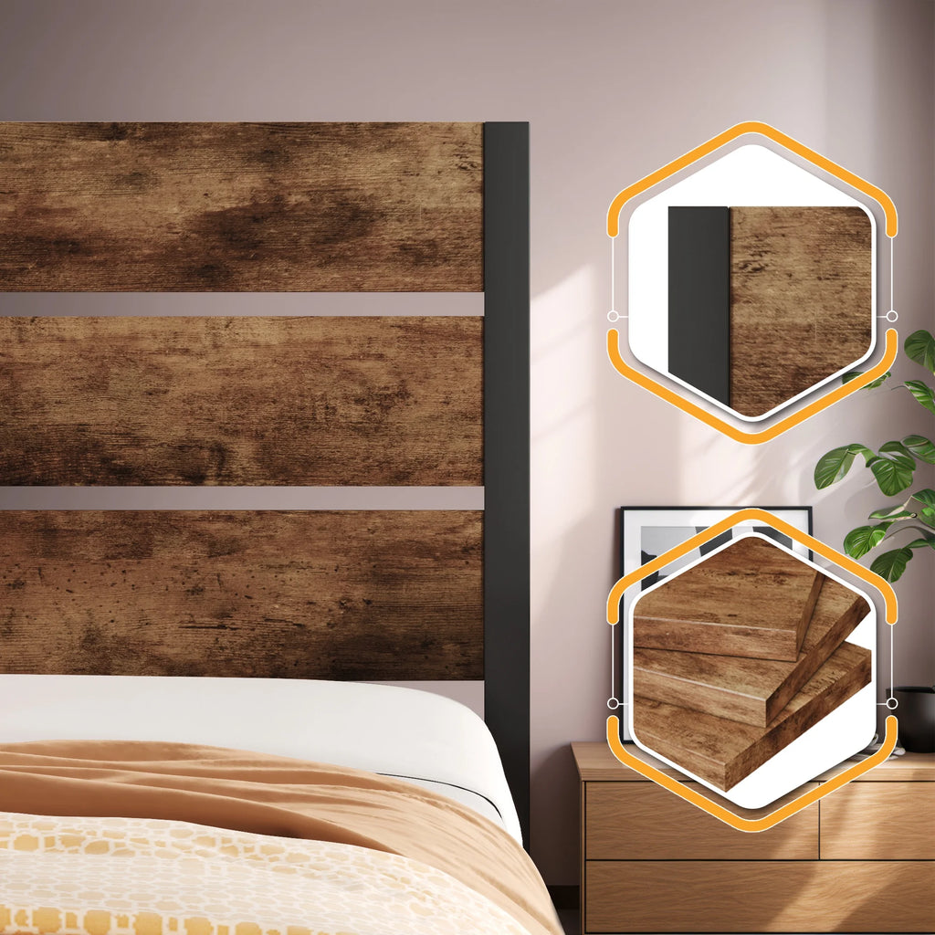 Queen Bed Frame with Wood Headboard and Footboard G26335