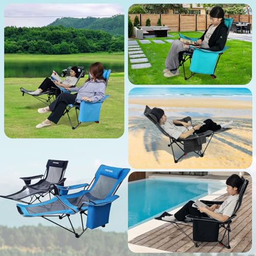 Reclining Camping Chair with Foot Rest Folding Lounger H205