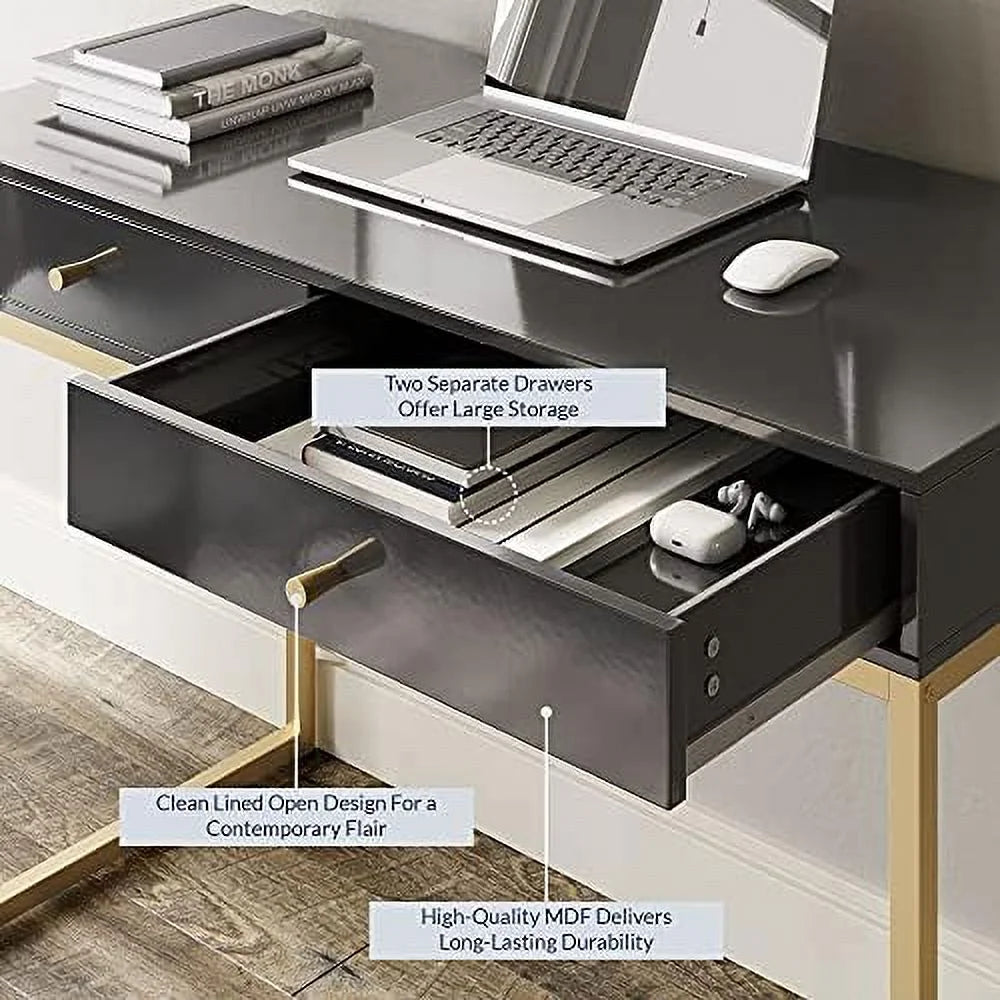 White Vanity Desk with 2 Drawers Q2941