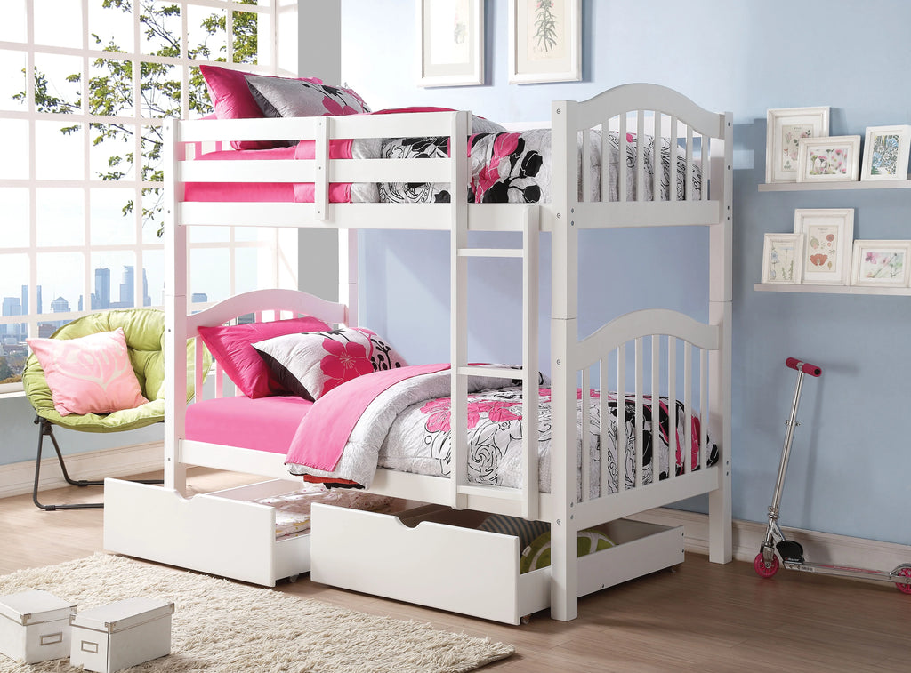 Twin Wooden Bunk Bed in White Y11255