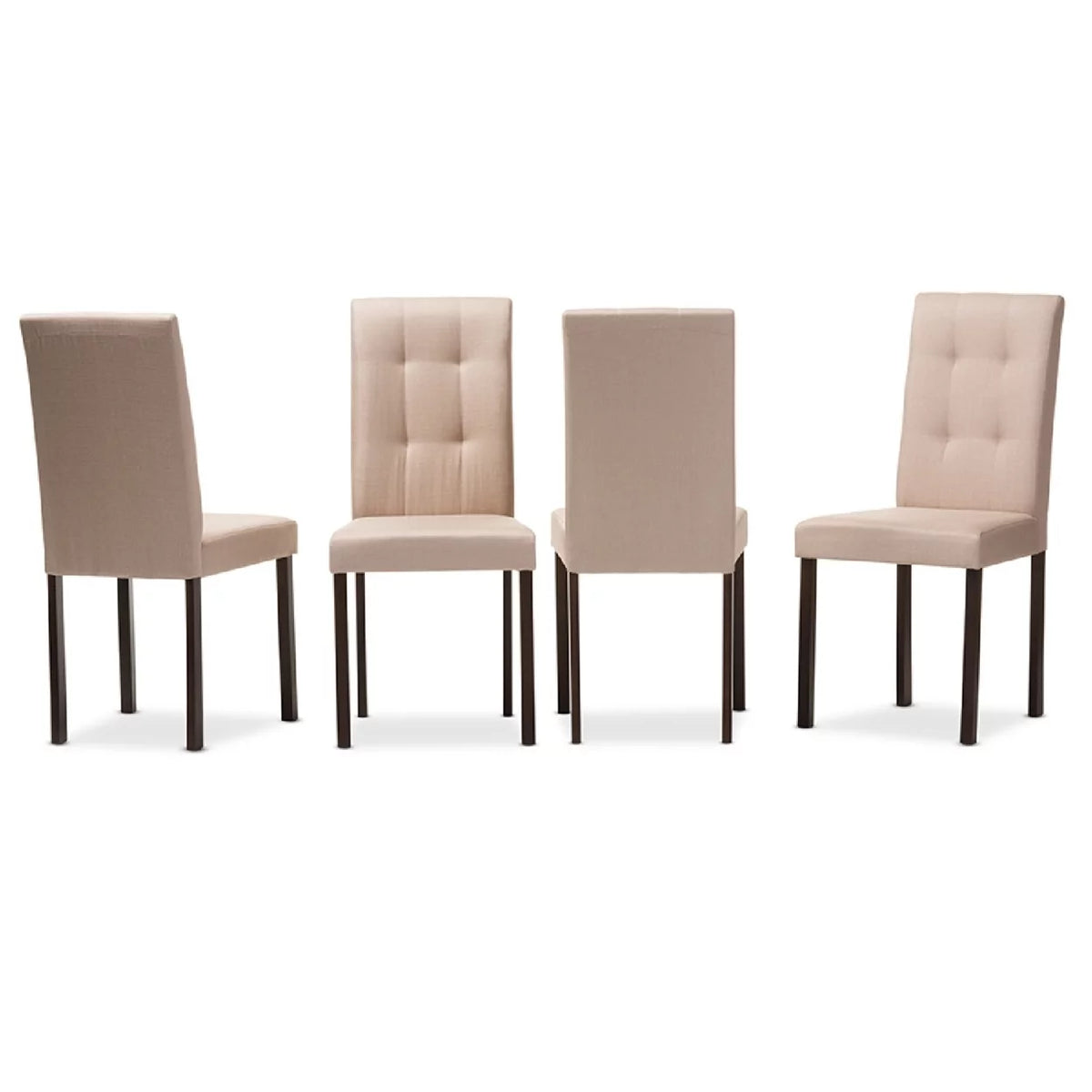 Beige Fabric Upholstered Dining Chair Set of 4 W865