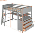 Solid Wood Bed Frame with Desk 3 Drawers and Shelves W30780