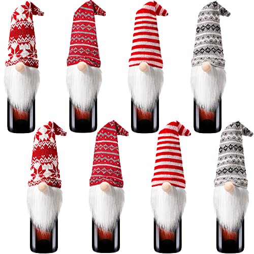 Handmade Plush Christmas Gnome Bottle Toppers 8 Pieces O42948