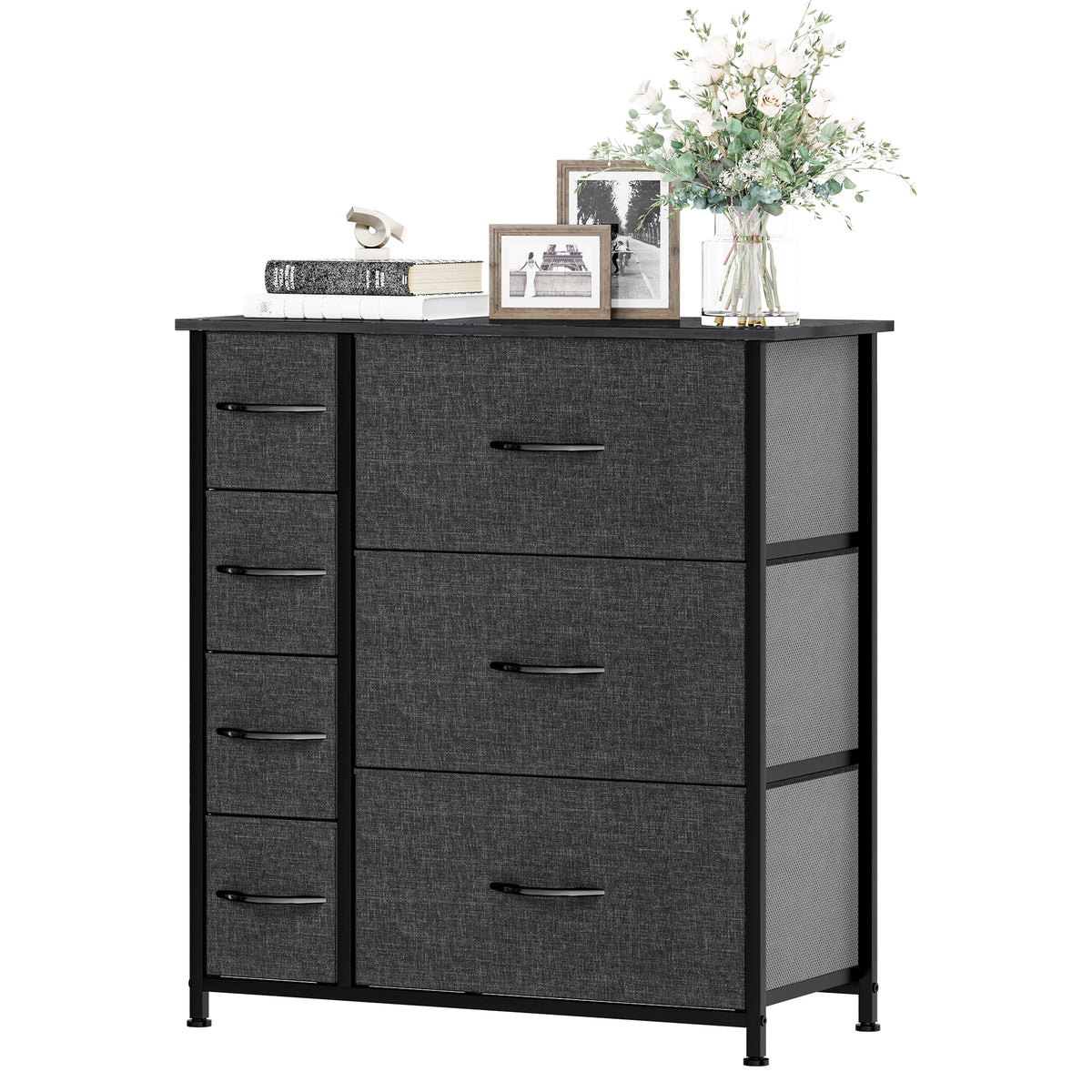 Gray Metal Fabric Wood Drawer Chests N432