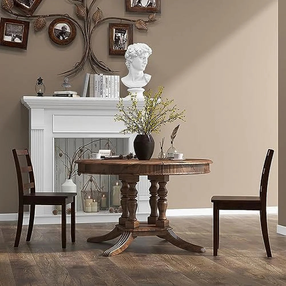 Dining Chairs Set of 2 Ladder Back Rubber Wood Legs S9964