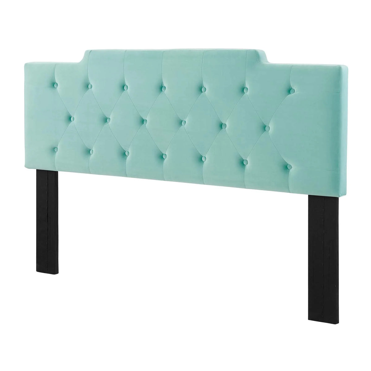 Blue Velvet Tufted Twin Size Headboard W7709