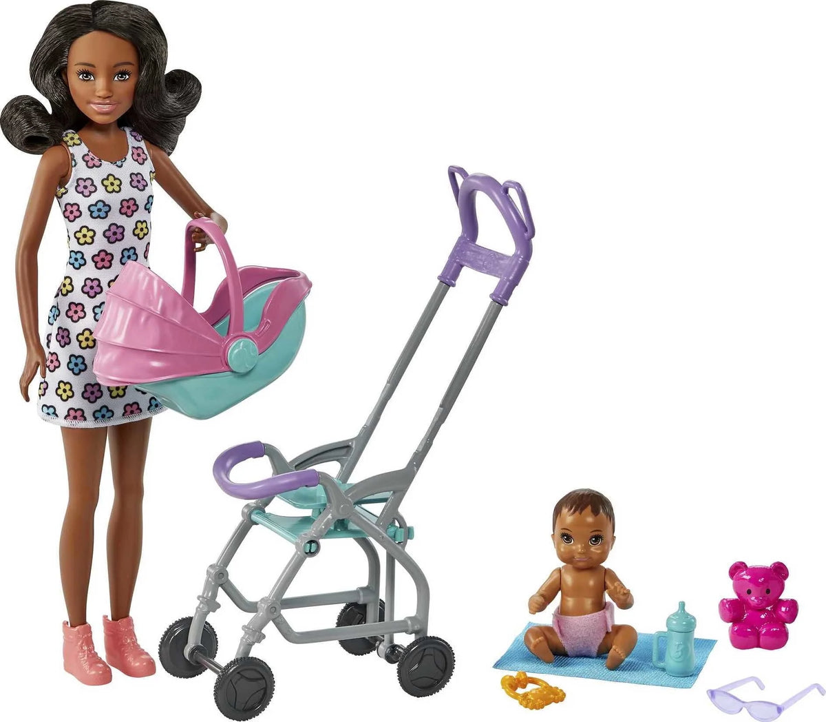 Stroller Playset with Dolls and 5 Accessories R606