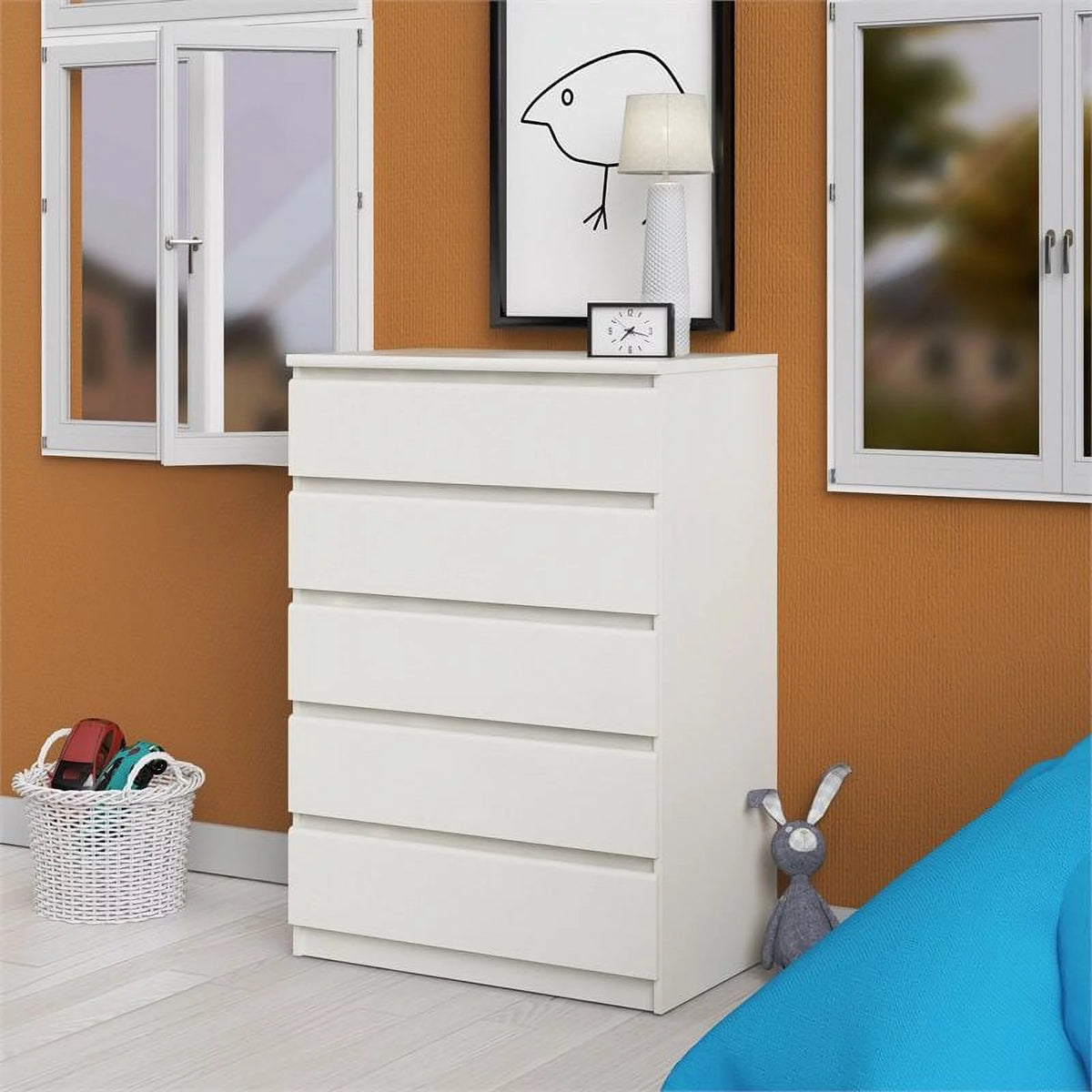 2 Piece Dresser and Chest Set Black Woodgrain V873792
