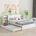 Queen Size Wood Platform Bed with Storage Headboard and Pull Out Shelves V70694