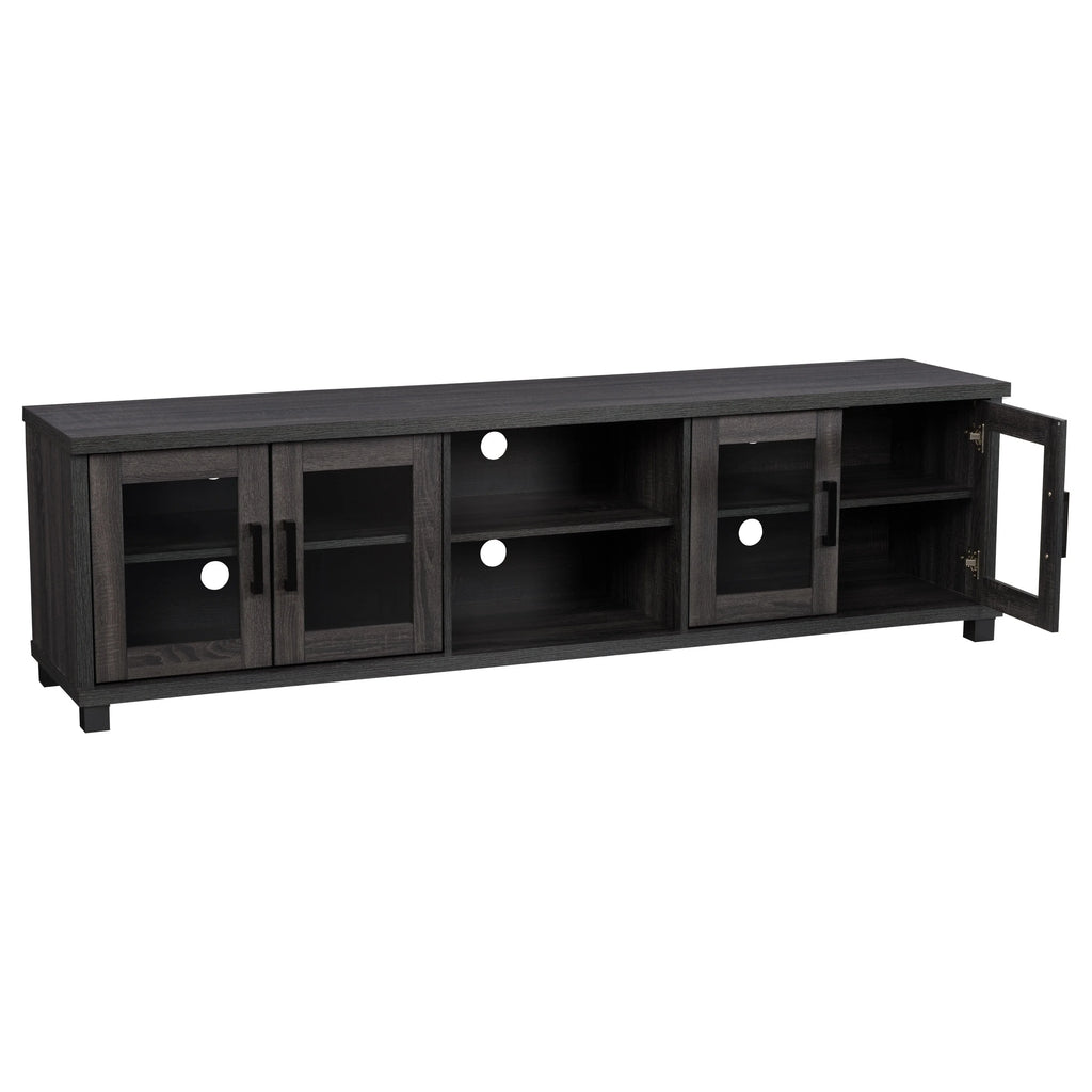 Dark Gray Engineered Wood TV Stand with Glass Cabinets K626