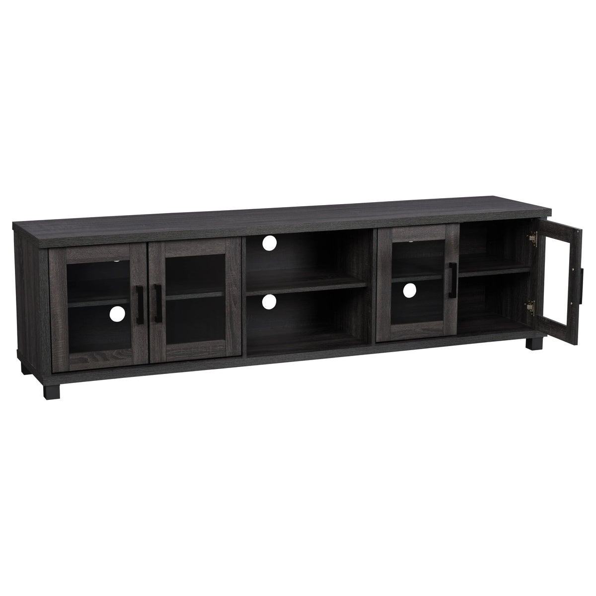 Dark Gray Engineered Wood TV Stand with Glass Cabinets K626